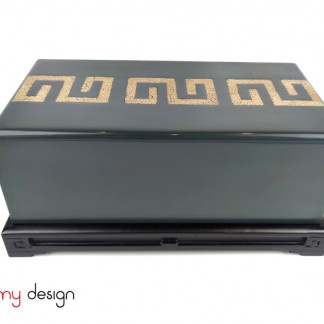 Rectangle lacquer box, lid covered the box, attached with eggshells, included with stand 35*19.5*H5 cm